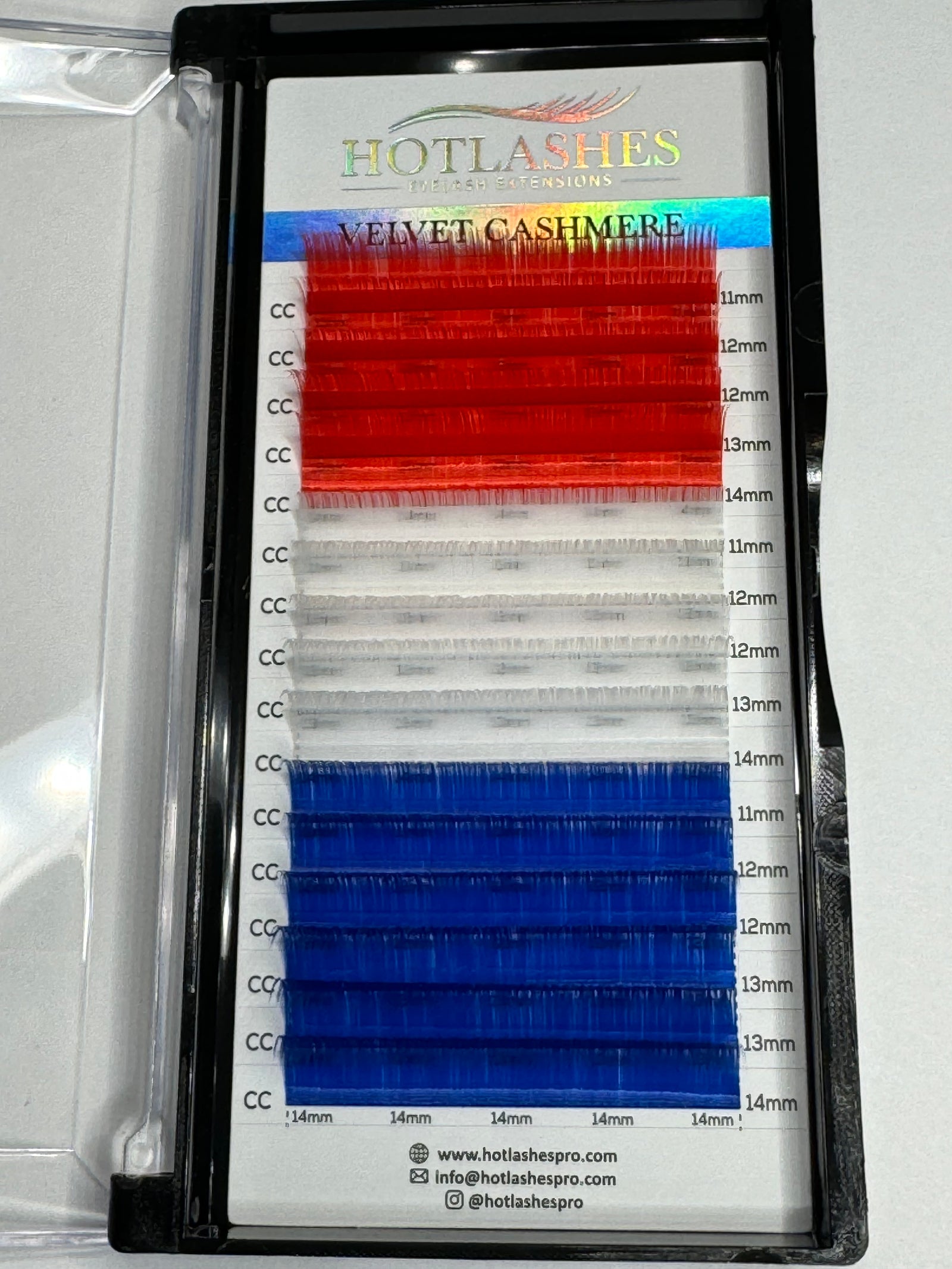 Eyelash Extensions: 0.05 Color Swirl Line. RED WHITE BLUE
