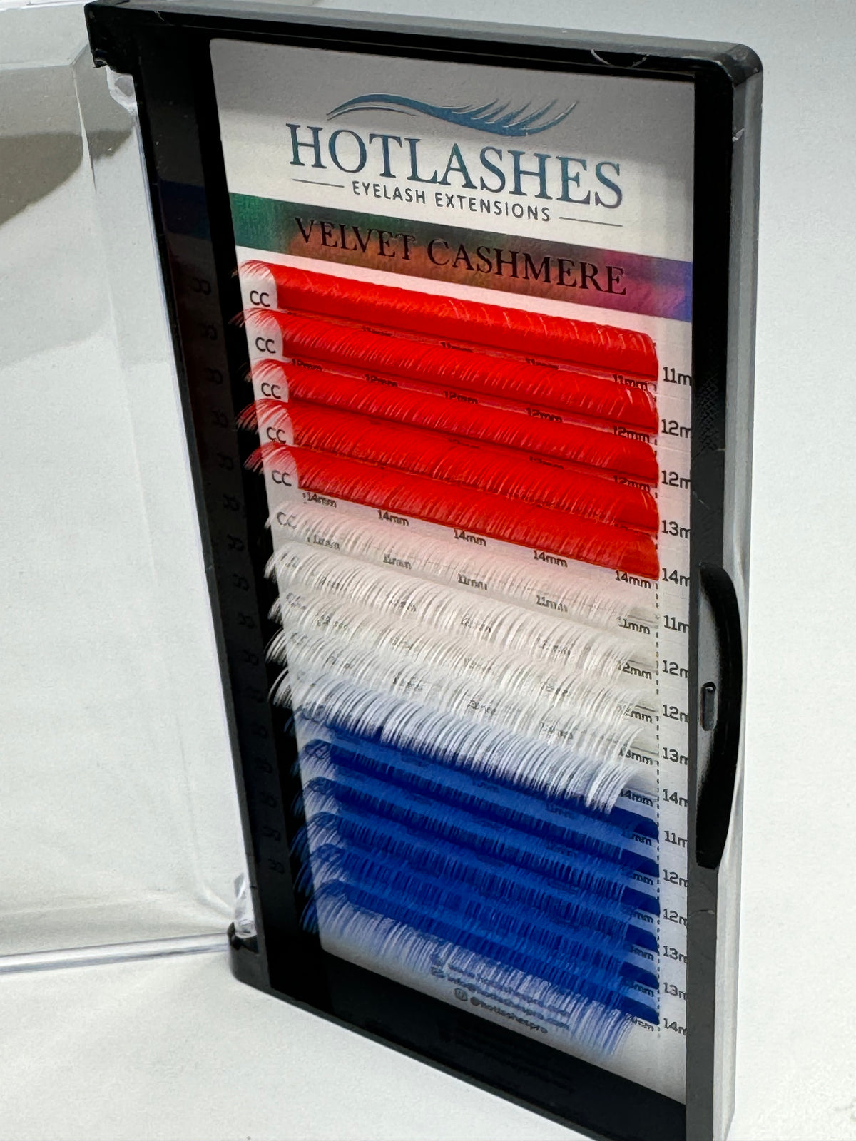 Eyelash Extensions: 0.05 Color Swirl Line. RED WHITE BLUE